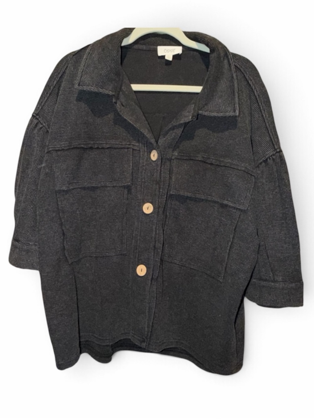 ODDY M/L Black Mineral Wash Waffle Shirt Jacket
Over size fit